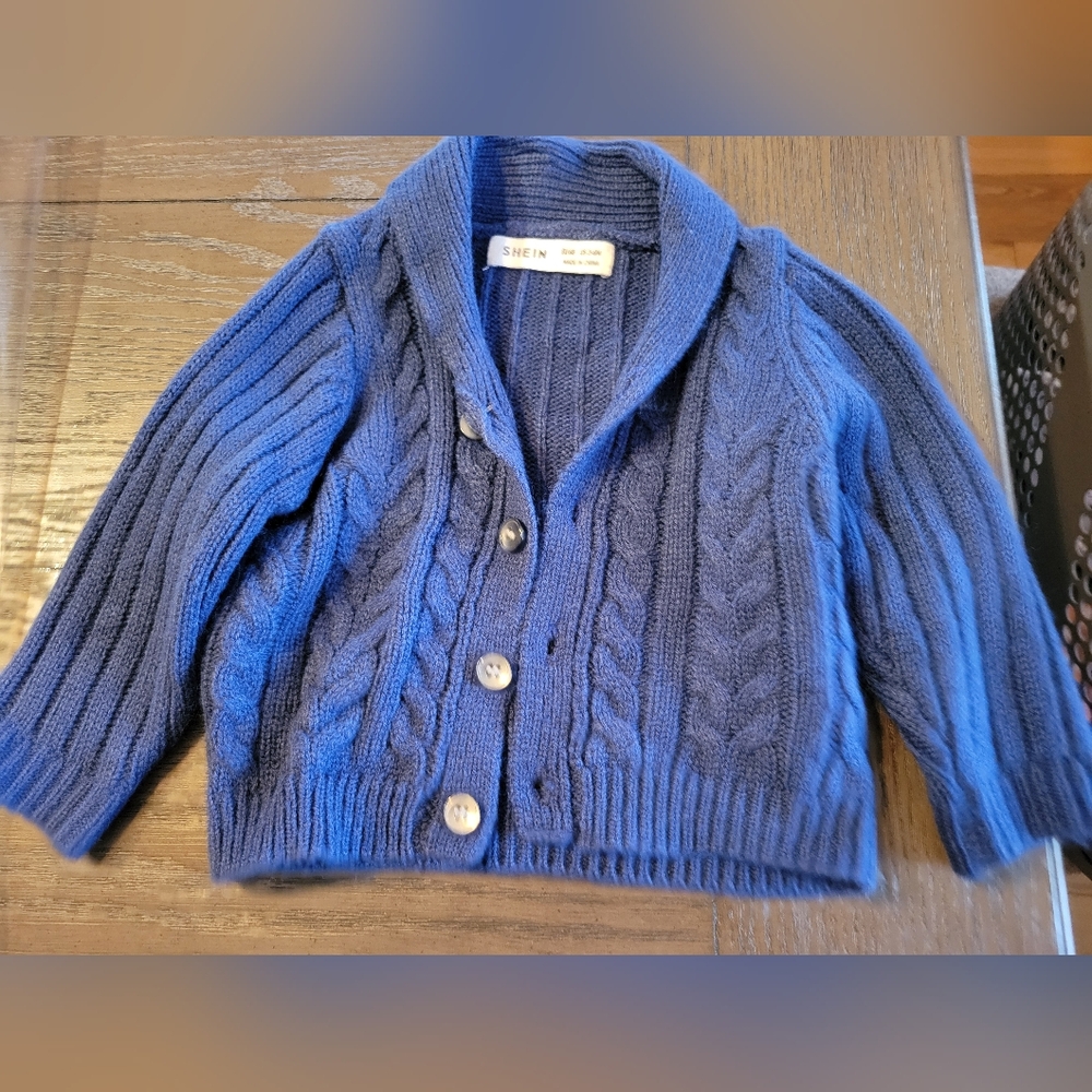SHEIN Baby Boy Button Front Cable Knit Cardigan size 3-6M